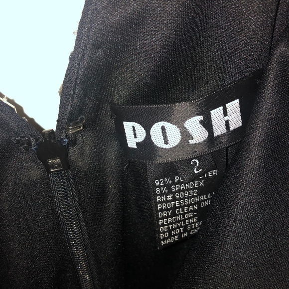 Posh Black Embellished V Neck Mini Dress - Picture 2 of 3